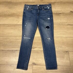 J Crew Womens Jeans Size 29 Distressed Stretch Skinny Pockets Medium Wash